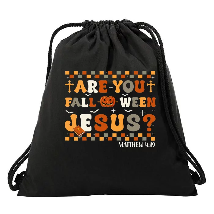 Autumn Are You Falloween Jesus Christian Halloween Drawstring Bag