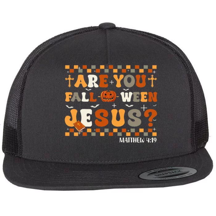 Autumn Are You Falloween Jesus Christian Halloween Flat Bill Trucker Hat