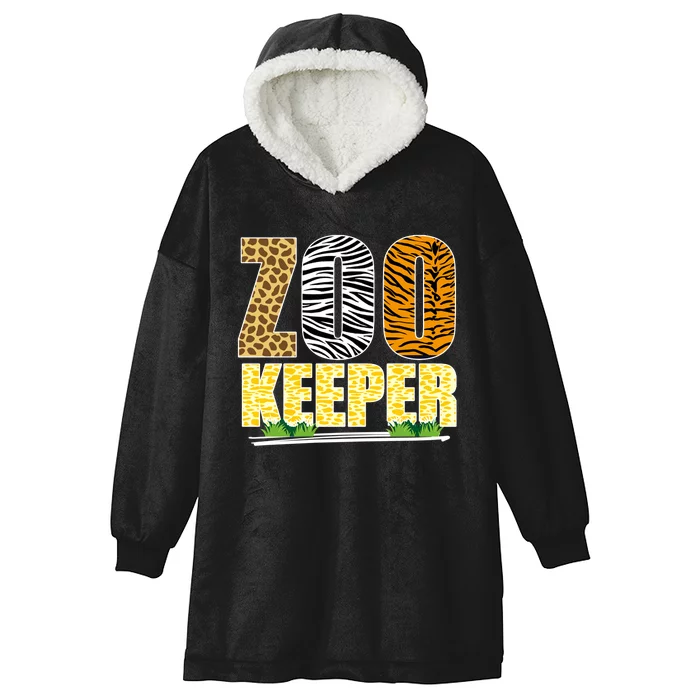 African Animals Zebra Giraffe Zookeeper Zoo Keeper Hooded Wearable Blanket