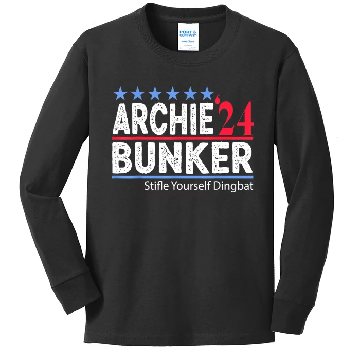 Archie Bunker 24 For President 2024 Kids Long Sleeve Shirt