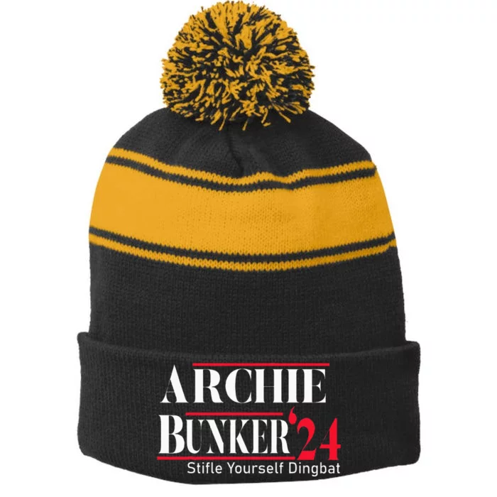 Archie Bunker 24 For President Stripe Pom Pom Beanie