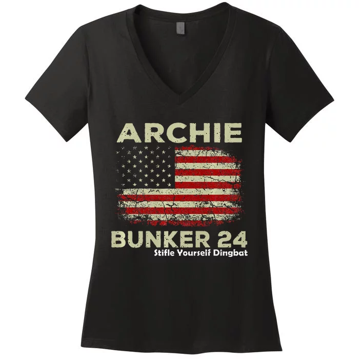 Archie Bunker 24 For President Women's V-Neck T-Shirt