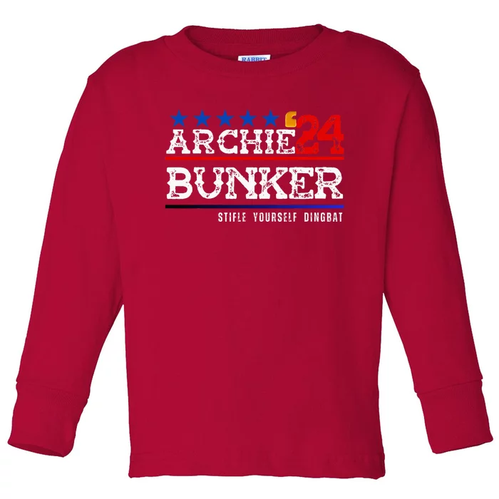 Archie Bunker 24 For President 2024 Toddler Long Sleeve Shirt