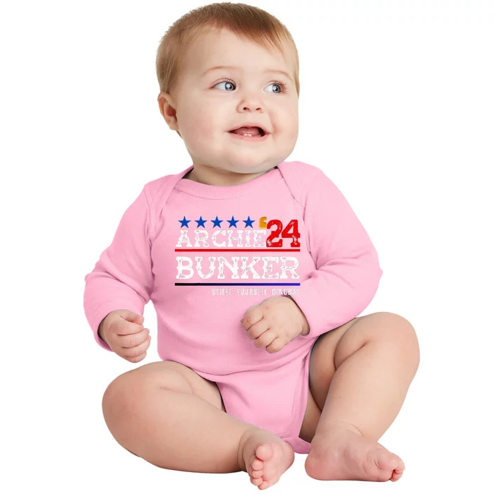 Archie Bunker 24 For President 2024 Baby Long Sleeve Bodysuit