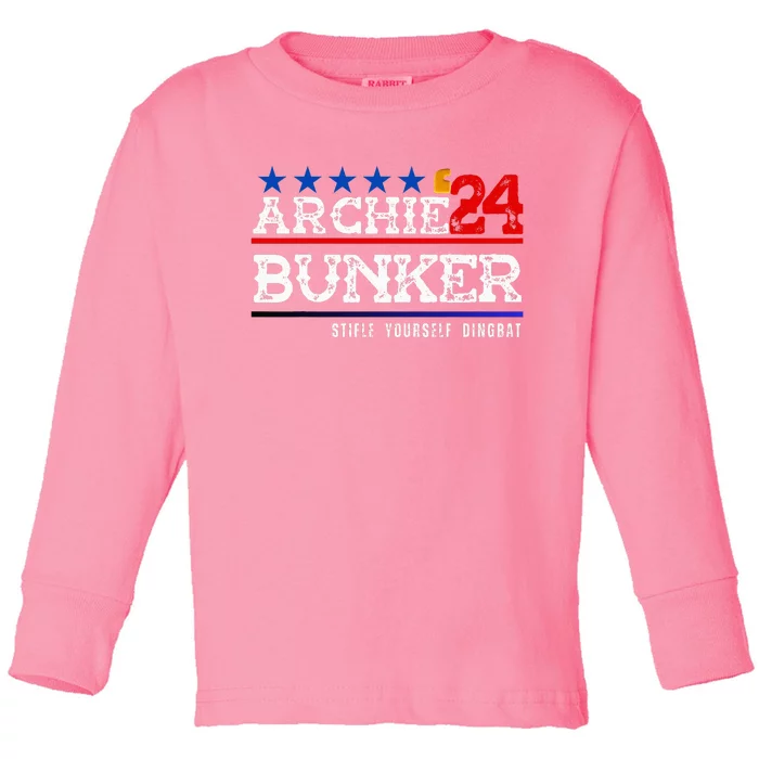 Archie Bunker 24 For President 2024 Toddler Long Sleeve Shirt