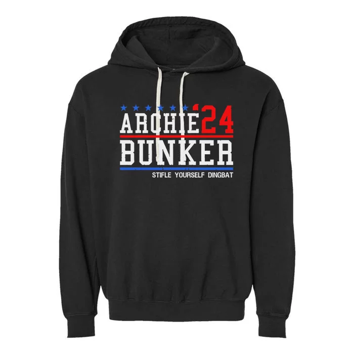 Archie Bunker 24 For President 2024 Garment-Dyed Fleece Hoodie