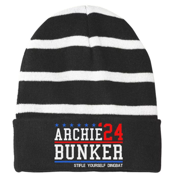 Archie Bunker 24 For President 2024 Striped Beanie with Solid Band