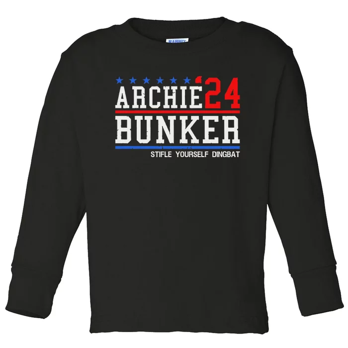 Archie Bunker 24 For President 2024 Toddler Long Sleeve Shirt