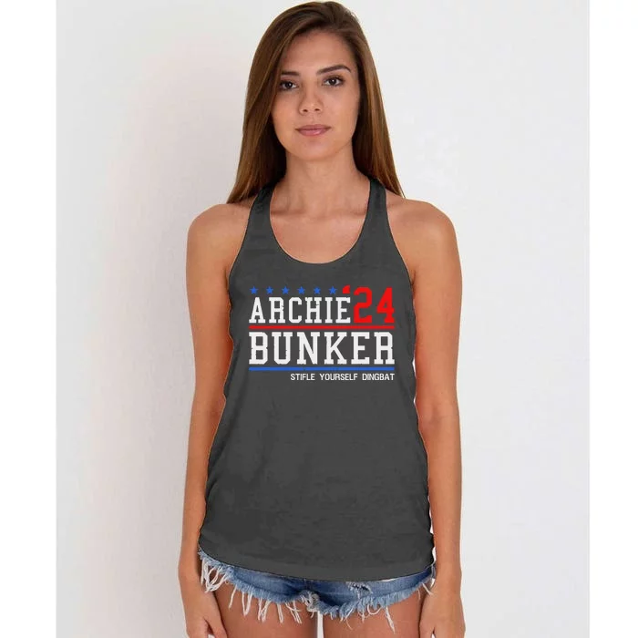 Archie Bunker 24 For President 2024 Women's Knotted Racerback Tank