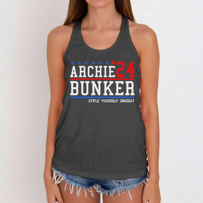 Archie Bunker 24 For President 2024 Women's Knotted Racerback Tank