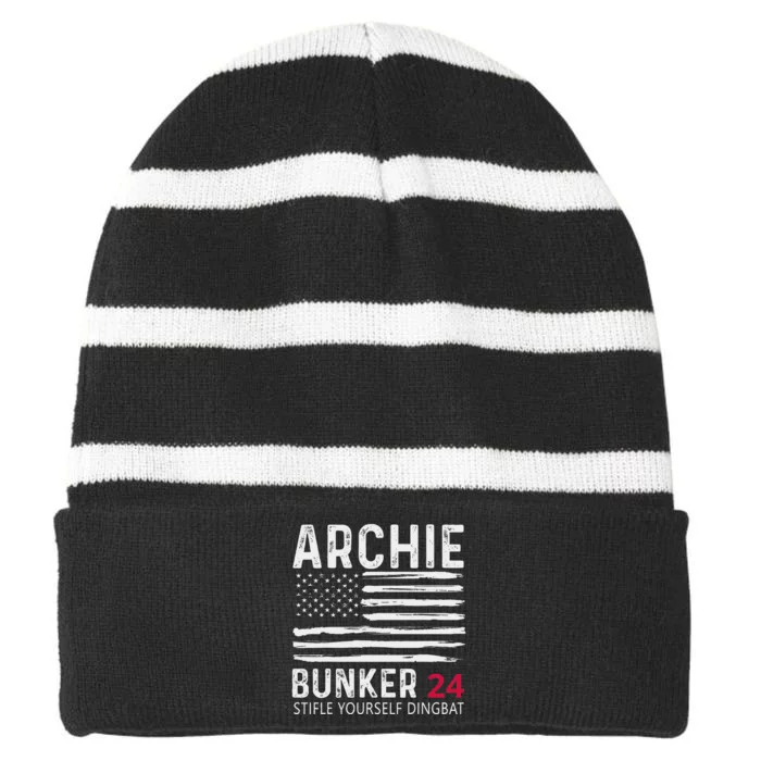 Archie Bunker 24. Stifle Yourself Dingbat Striped Beanie with Solid Band