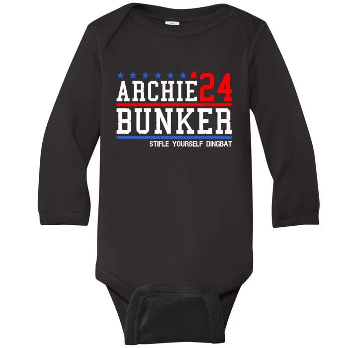 Archie Bunker 24 For President 2024 Baby Long Sleeve Bodysuit