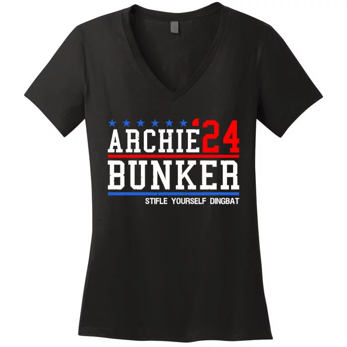 Archie Bunker 24 For President 2024 Women's V-Neck T-Shirt