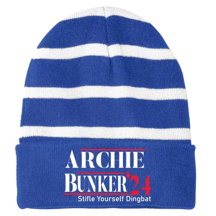 Archie Bunker 24 For President 2024 Striped Beanie with Solid Band