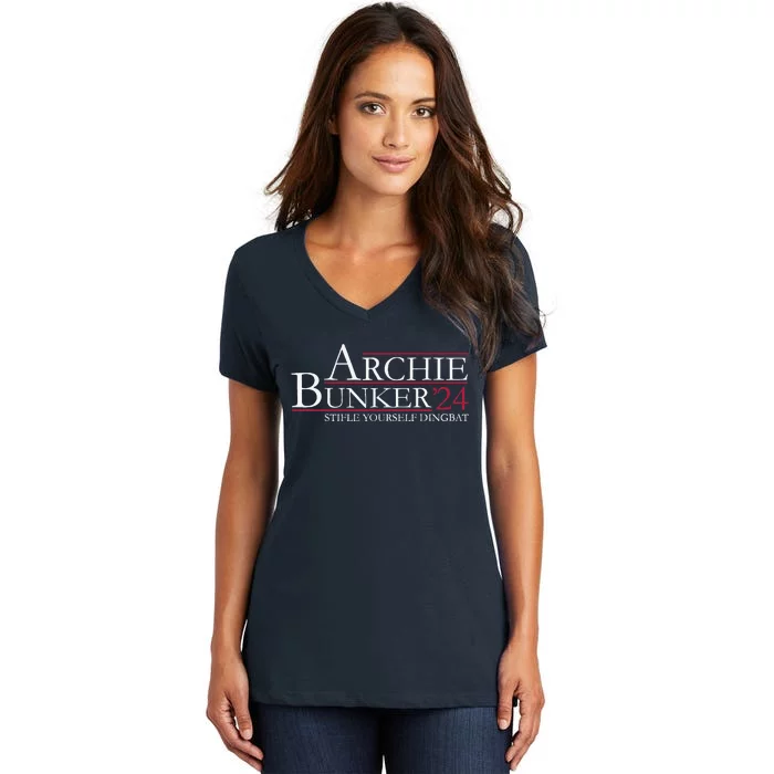 Archie Bunker 24. Stifle Yourself Dingbat Women's V-Neck T-Shirt