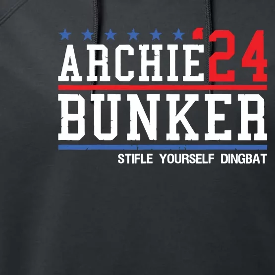 Archie Bunker 24 For President 2024 Performance Fleece Hoodie