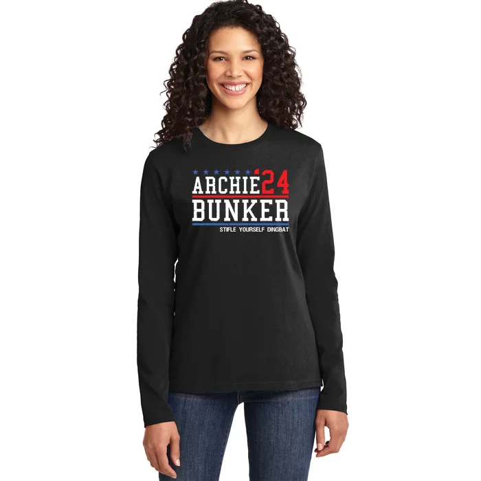 Archie Bunker 24 For President 2024 Ladies Long Sleeve Shirt