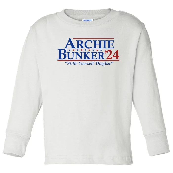 Archie Bunker 24 For President 2024 Toddler Long Sleeve Shirt