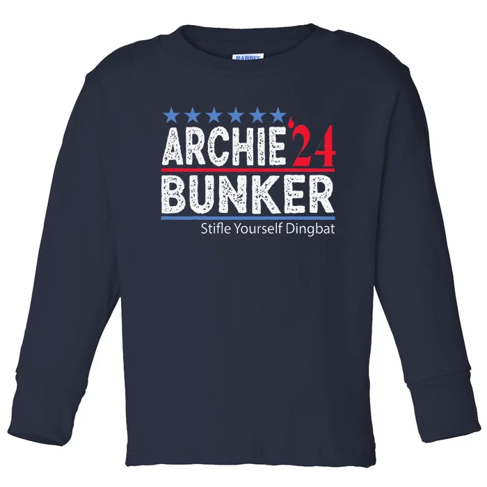 Archie Bunker 24 For President 2024 Toddler Long Sleeve Shirt