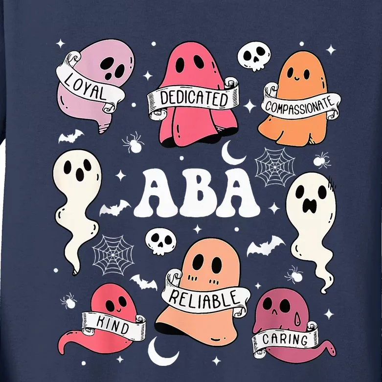 Applied Behavior Analysis ABA Halloween Spooky Cute Ghosts Kids Long Sleeve Shirt