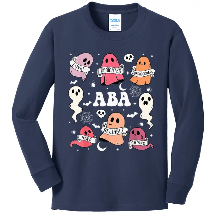 Applied Behavior Analysis ABA Halloween Spooky Cute Ghosts Kids Long Sleeve Shirt