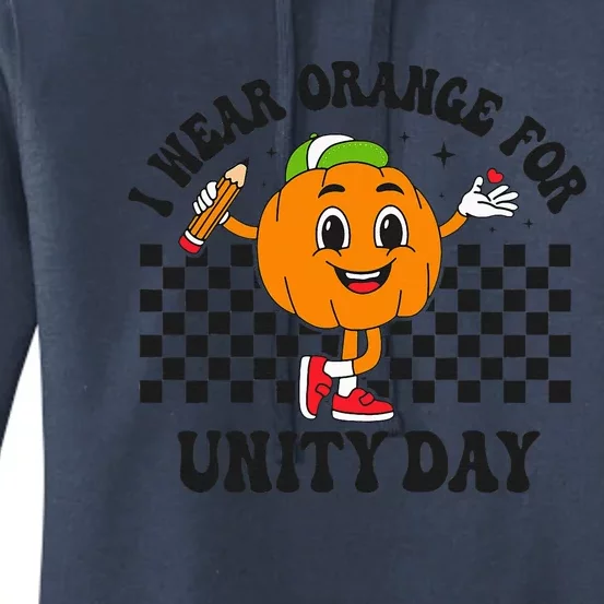 Anti Bullying Awareness Pumpkin I Wear Orange For Unity Day Women's Pullover Hoodie