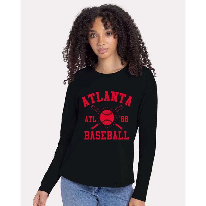 Atlanta Baseball Atl Vintage B.R.A.V.E Womens Cotton Relaxed Long Sleeve T-Shirt