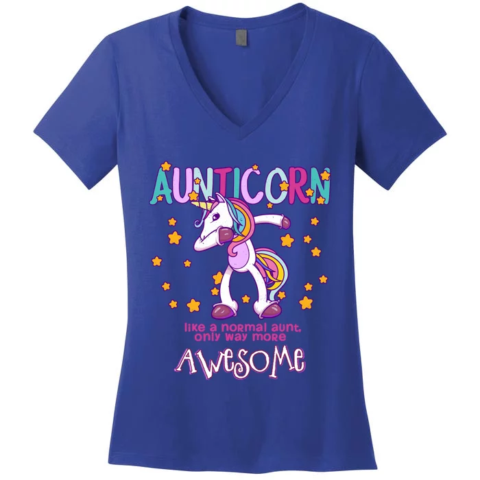 Aunticorn Best Aunt Unicorn Great Gift Women's V-Neck T-Shirt