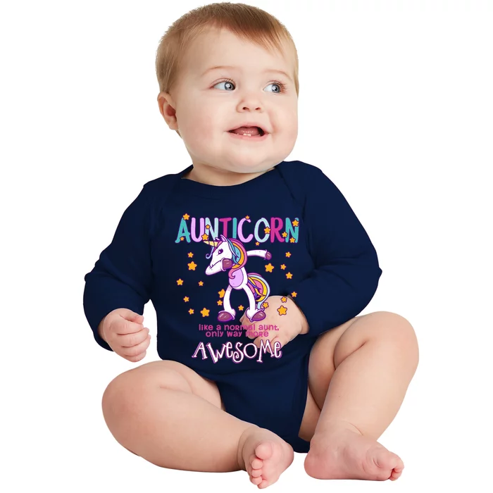 Aunticorn Best Aunt Unicorn Great Gift Baby Long Sleeve Bodysuit