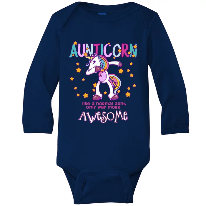 Aunticorn Best Aunt Unicorn Great Gift Baby Long Sleeve Bodysuit