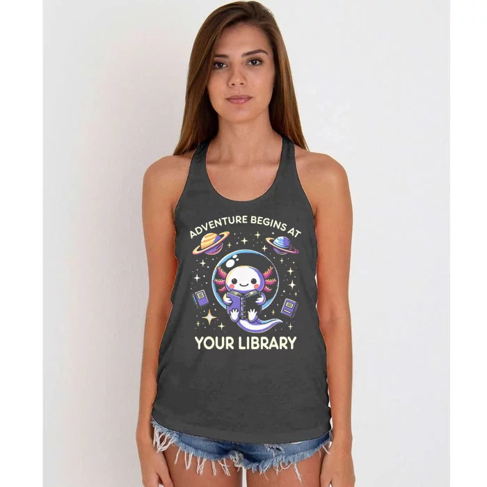 Adventure Begins At Your Library Summer Reading Program 2024 Women's Knotted Racerback Tank