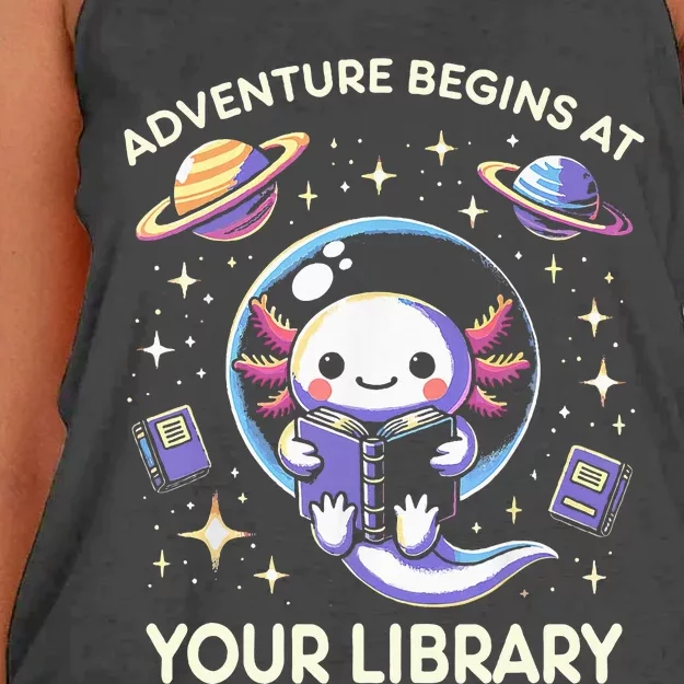 Adventure Begins At Your Library Summer Reading Program 2024 Women's Knotted Racerback Tank