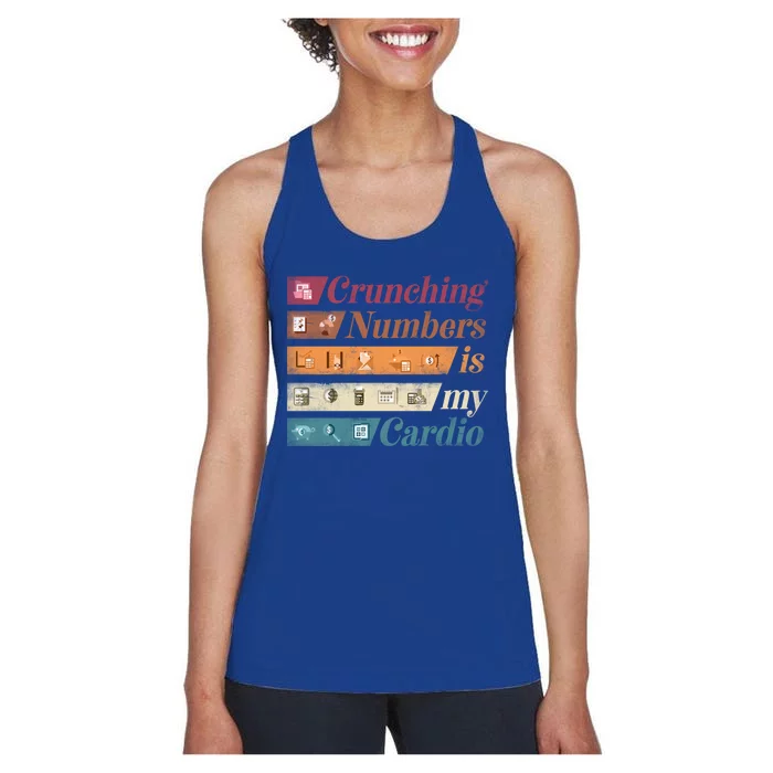 Accountant Bookkeeper Accounting Crunching Numbers Funny Cool Gift Women's Racerback Tank