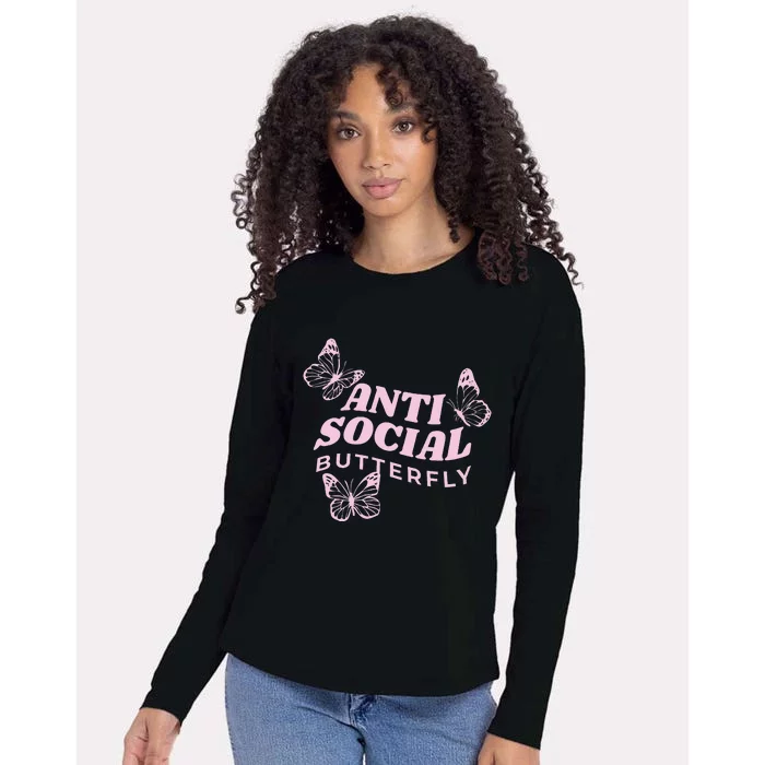 Antisocial Butterfly Anti Social Hater Anxiety Introvert Womens Cotton Relaxed Long Sleeve T-Shirt