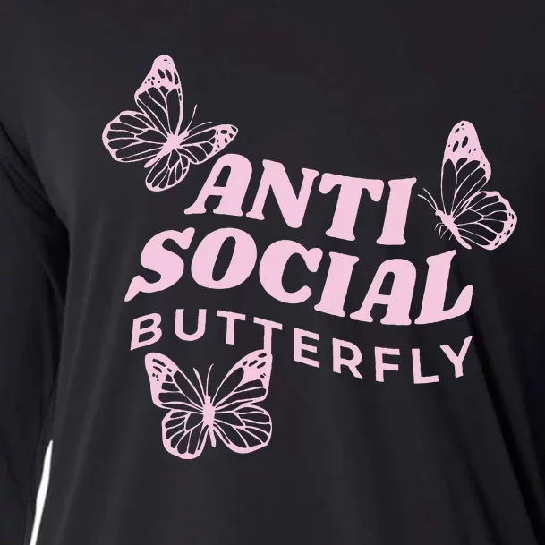 Antisocial Butterfly Anti Social Hater Anxiety Introvert Cooling Performance Long Sleeve Crew