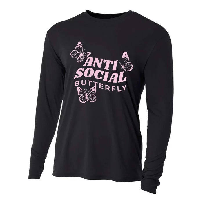 Antisocial Butterfly Anti Social Hater Anxiety Introvert Cooling Performance Long Sleeve Crew