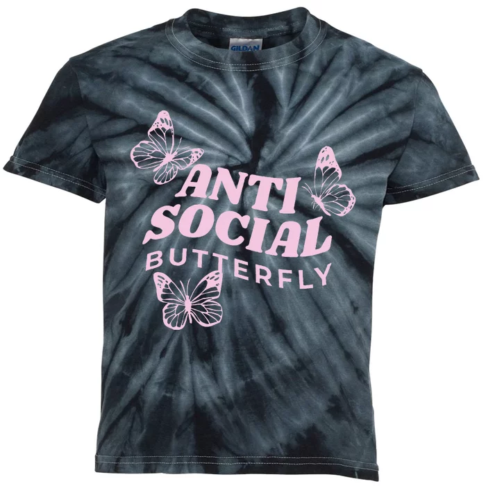 Antisocial Butterfly Anti Social Hater Anxiety Introvert Kids Tie-Dye T-Shirt