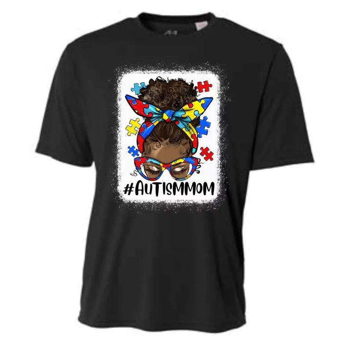 Afro Bun Autism Mom Gift Cooling Performance Crew T-Shirt