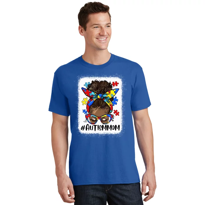 Afro Bun Autism Mom Gift T-Shirt