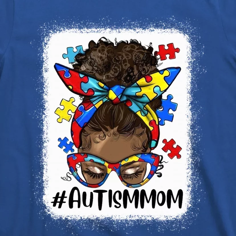 Afro Bun Autism Mom Gift T-Shirt