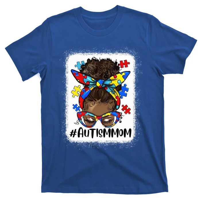 Afro Bun Autism Mom Gift T-Shirt