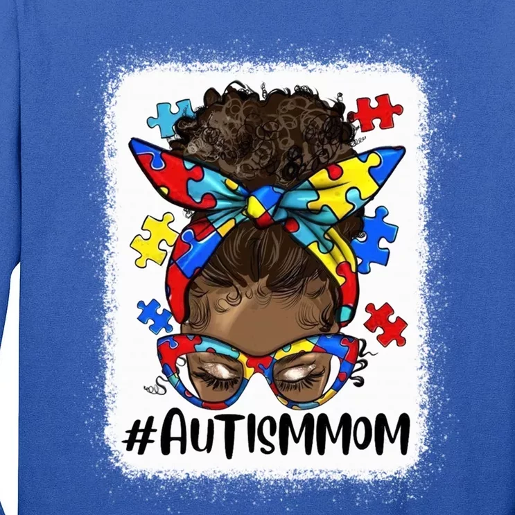 Afro Bun Autism Mom Gift Tall Long Sleeve T-Shirt