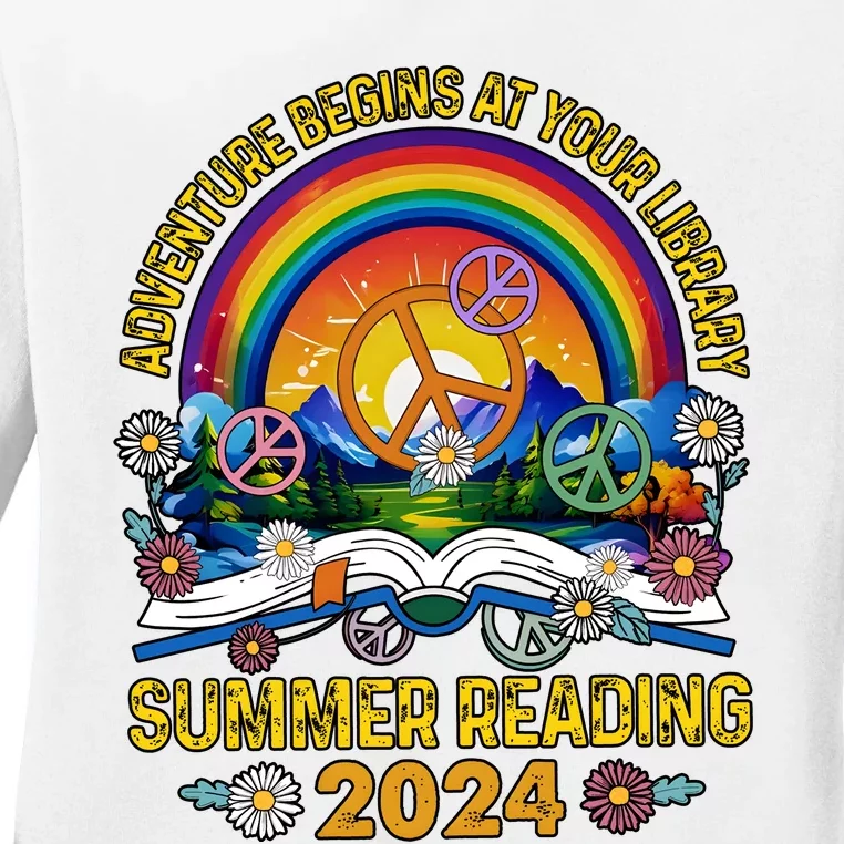 Adventure Begins At Your Library Summer Reading 2024 Ladies Long Sleeve Shirt