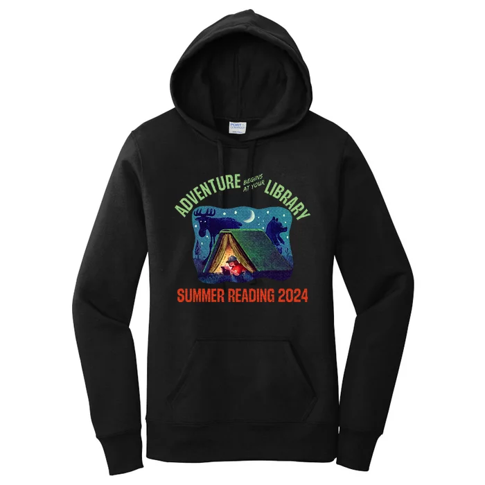 Adventure Begins At Your Library Summer Reading Program 2024 Women's Pullover Hoodie