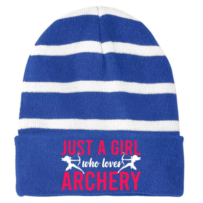 Archery Bow Archer Girl Just A Girl Who Loves Archery Gift Striped Beanie with Solid Band