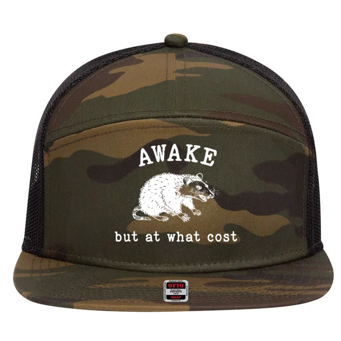 Awake But At What Cost Retro 7 Panel Mesh Trucker Snapback Hat