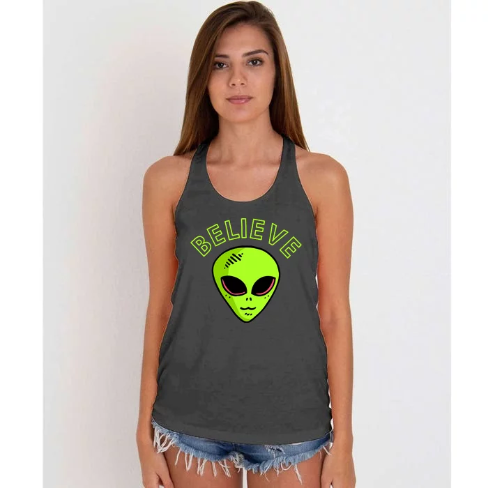 Alien Believe Women's Knotted Racerback Tank