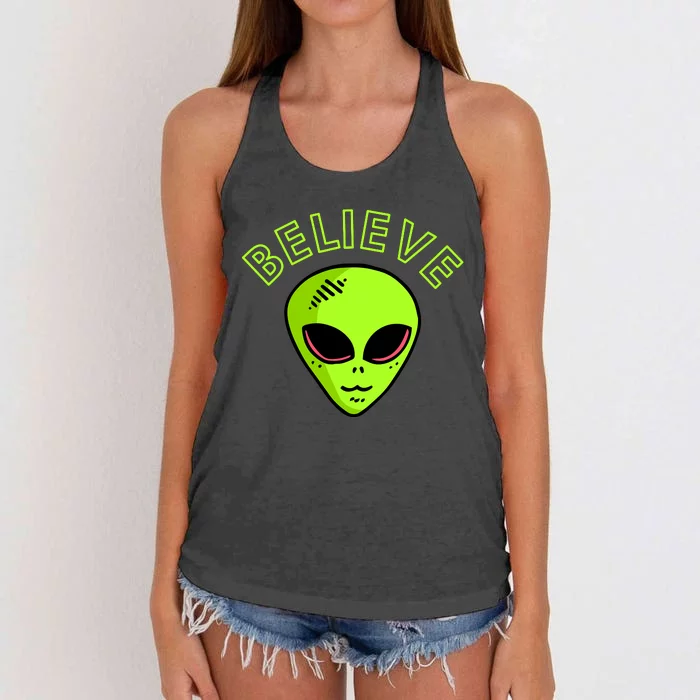 Alien Believe Women's Knotted Racerback Tank