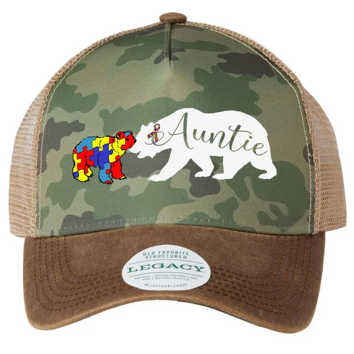 Auntie Bear Autism Awareness Aunt  Gift Legacy Tie Dye Trucker Hat