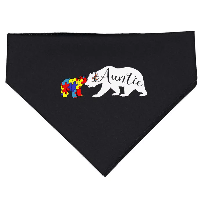 Auntie Bear Autism Awareness Aunt  Gift USA-Made Doggie Bandana